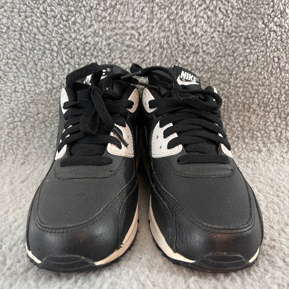 VTG 2008 Nike Air Max 90 Mens 8.5 Black White Leather Retro Shoes 309299-994 - Picture 3 of 9